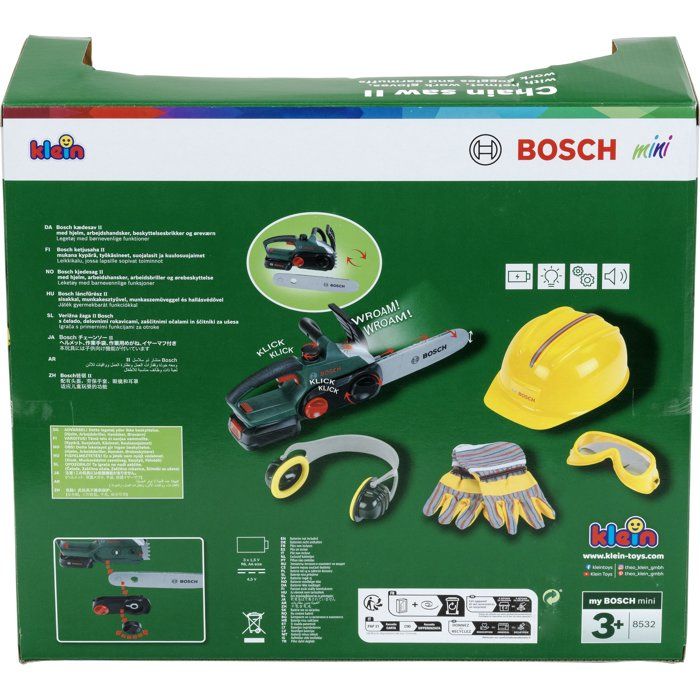 KLEIN - Jouet - Set bűcheron Bosch avec tronçonneuse électronique, 5 pieces
