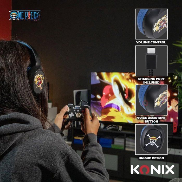 Casque audio supra-auriculaire sans fil - Konix - One Piece- Bluetooth 5.3 pour smartphones et tablettes - Autonomie 30 h