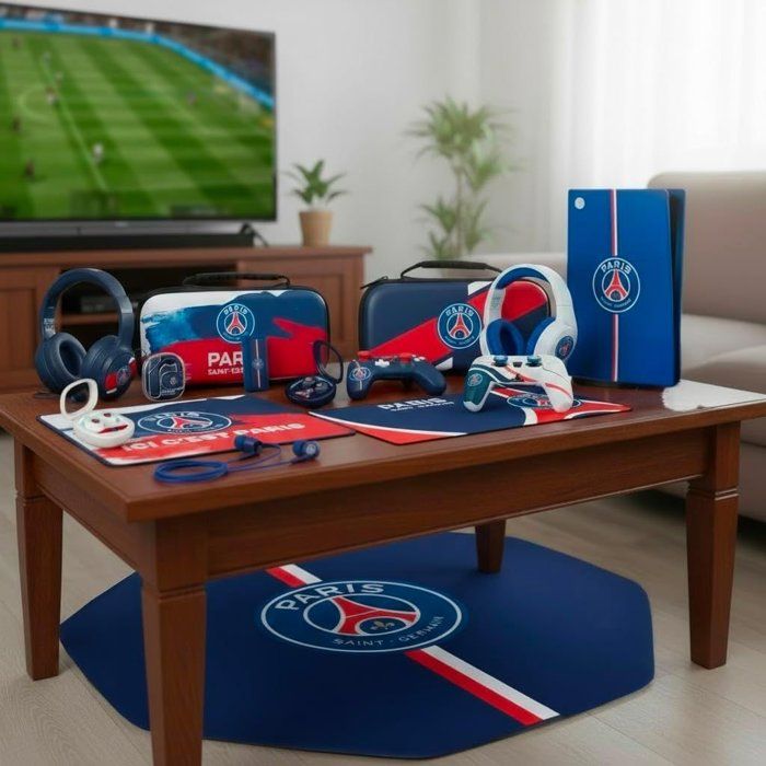 Tapis de souris gaming - KONIX - PSG - XXL 90 x 46 cm - Surface silicone 3D ultra fine - Base antidérapante en caoutchouc - Bleu
