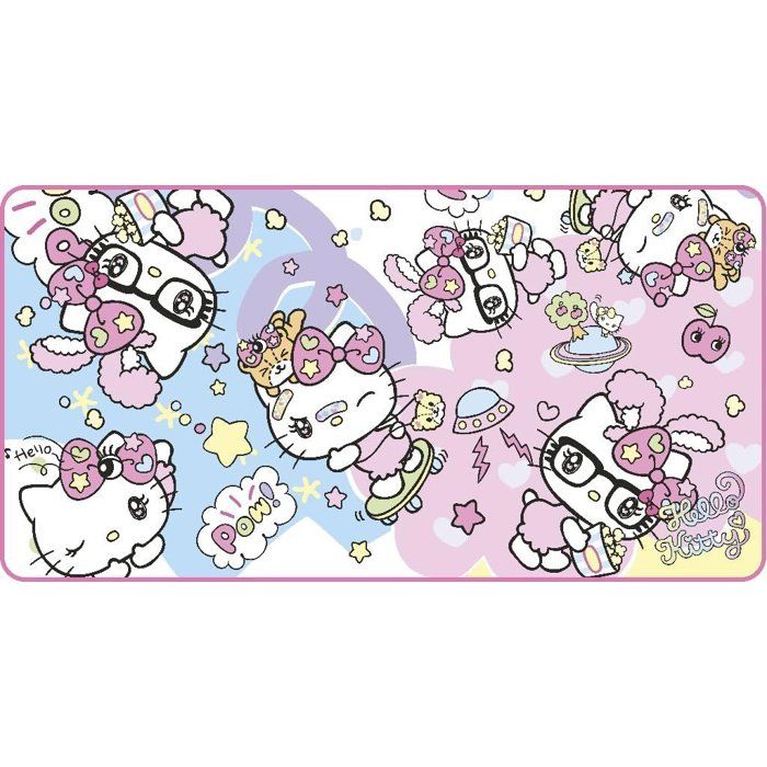 Tapis de souris gaming - KONIX - Hello Kitty - XXL 90 x 46 cm - Surface microfibre antidérapante - Caoutchouc