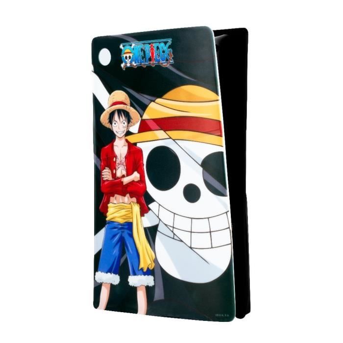 Façade de protection - KONIX - One Piece - PS5 Slim - Silicone - Antichoc - Anti-rayures - Motif Luffy - Noir