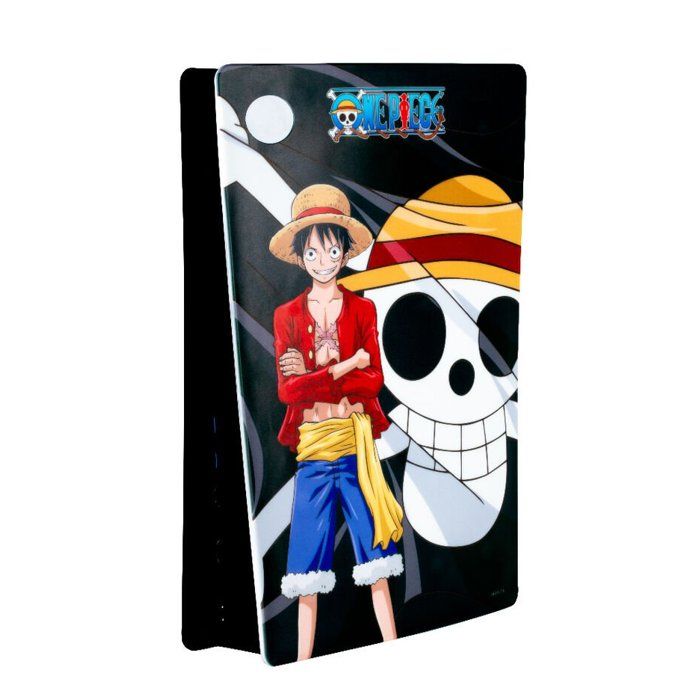 Façade de protection - KONIX - One Piece - PS5 - Silicone - Antichoc - Anti-rayures - Motif Luffy - Noir