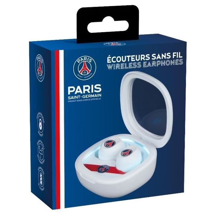 Écouteurs sans fil - KONIX - PSG - Autonomie 8 h + 15 h - IPX4 - Bluetooth - Blanc