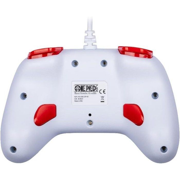 Manette de jeu - Nintendo Switch, Switch 2 et PC - One Piece - Filaire - Blanc - Fonction vibration - Câble 3 m - Luffy - Konix