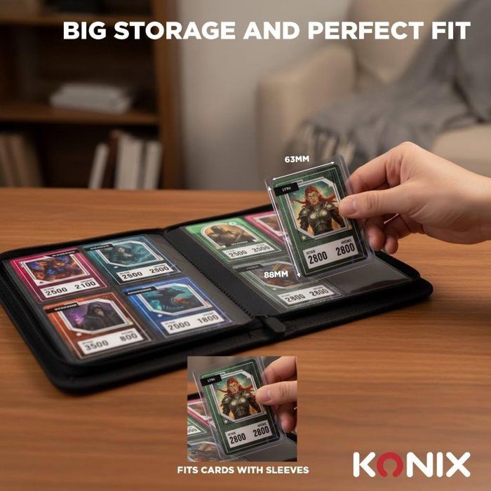 Mini album Premium 160 cartes a collectionner - Konix - 4 pochettes 63 x 88 mm - Magic The Gathering, Pokémon, Yu-Gi-Oh! - Noir