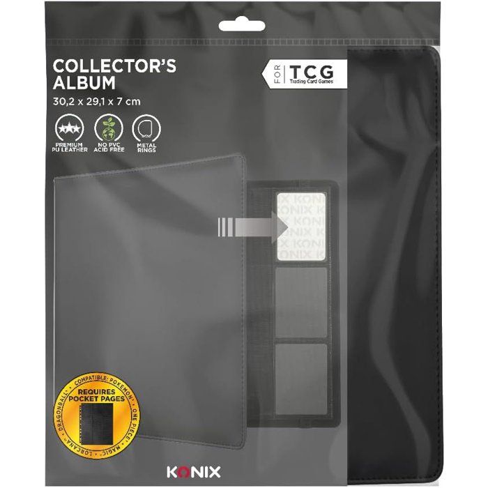 Classeur Premium avec reliure a anneaux - Konix - Jeux de cartes a collectionner - Magic The Gathering, Pokémon, Yu-Gi-Oh! - Noir
