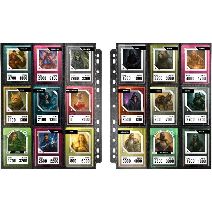 Classeur de 10 feuilles avec 9 pochettes - Konix - Jeux de cartes a collectionner - Magic The Gathering, Pokémon, Yu-Gi-Oh! - Noir