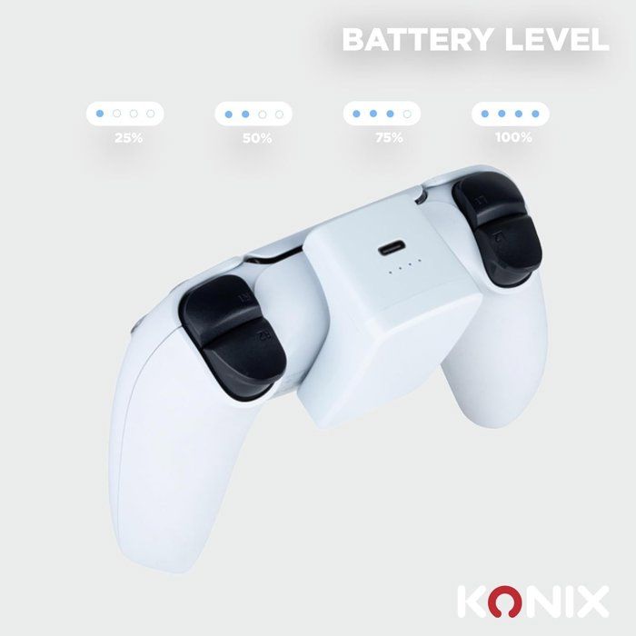 Batterie externe pour manettes Joy-Con - Nintendo Switch 2 - Konix - Indicateur de charge LED - 10 modes d'éclairage RVB - Noir