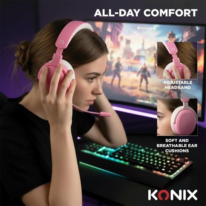 Casque gaming - Filaire - Konix - Nintendo Switch 2, PS5 et Xbox Series X|S - Nexus - Haut-parleurs 40 mm - Microphone - 1,5 m