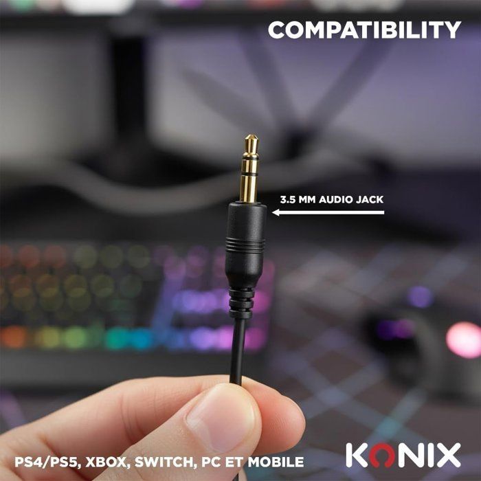 Casque gaming - Filaire - Konix - PS5, Switch 2 et Xbox Series X|S - Nexus - Haut-parleurs 40 mm - Microphone - 1,5 m