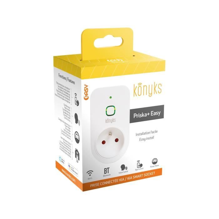 Prise connectÈe WiFi +BT, 16A, 3680W, compteur de consommation - Konyks Priska+ Easy