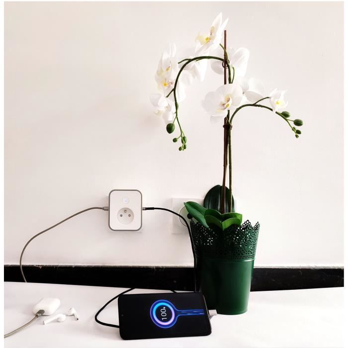 Prise Wi-Fi - KONYKS - Priska USB - 16A - 2 prises USB-A - Compteur de consommation