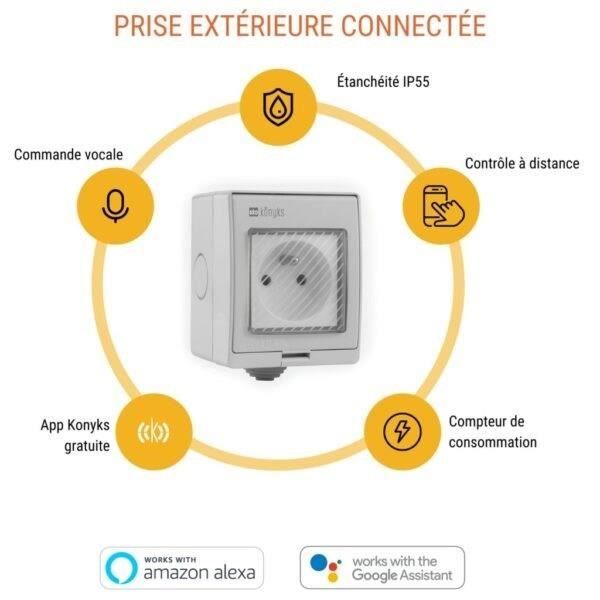 Prise extérieure - KONYKS - Pluviose FR - WiFi - Blanc