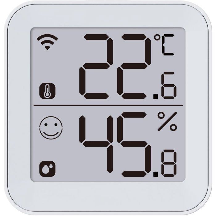 Thermometre et Hygrometre - KONYKS - Termo 2 - Intérieur - Détecteur de température + humidité - Wifi - Grand écran - Blanc