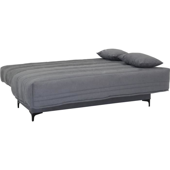 Banquette clic clac 3 places - Tissu gris moyen - L199 x P96 x H103 cm - KRISTEN - Style contemporain