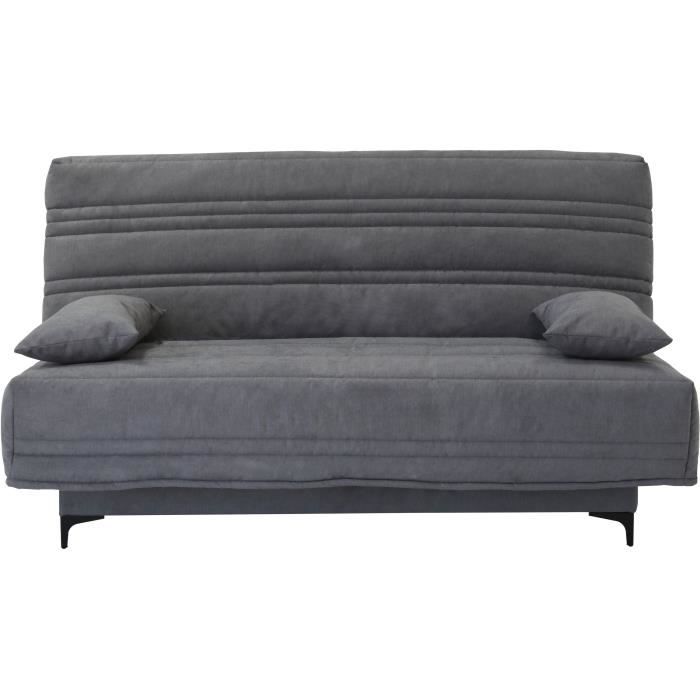 Banquette clic clac 3 places - Tissu gris moyen - L199 x P96 x H103 cm - KRISTEN - Style contemporain