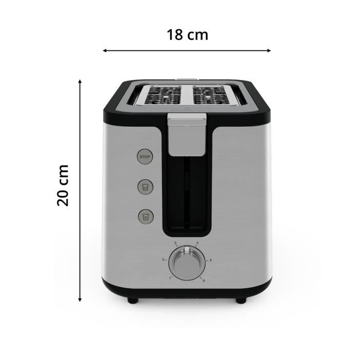 KRUPS Grille-pain 2 larges fentes, Inox, 6 niveaux de dorage, Fonction rÈchauffage et dÈcongÈlation Control Line KH442D10