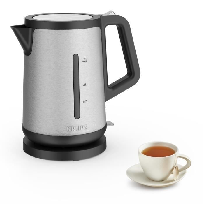 KRUPS Bouilloire Èlectrique sans fil inox, 2400 W, CapacitÈ 1,7 L, Ouverture assistÈe du couvercle Control Line BW442D10