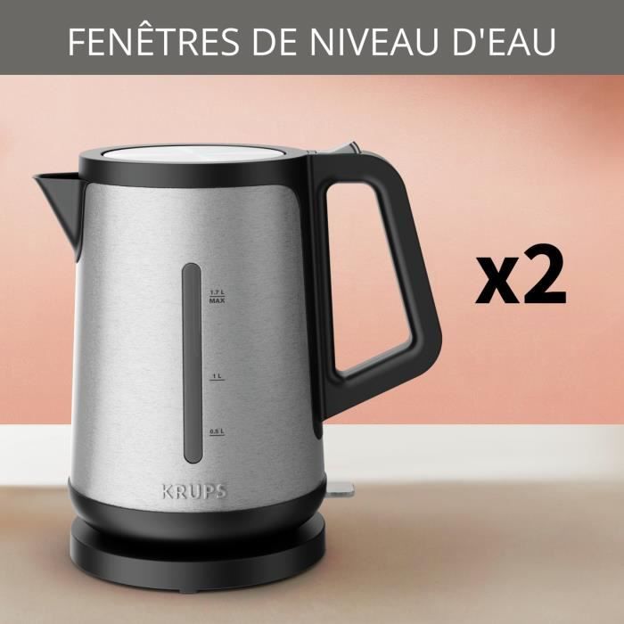 KRUPS Bouilloire Èlectrique sans fil inox, 2400 W, CapacitÈ 1,7 L, Ouverture assistÈe du couvercle Control Line BW442D10