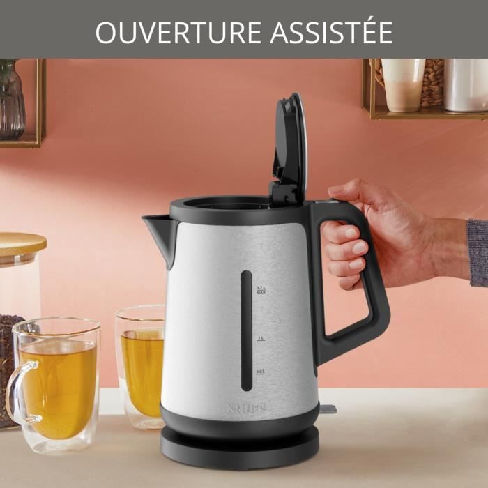 KRUPS Bouilloire Èlectrique sans fil inox, 2400 W, CapacitÈ 1,7 L, Ouverture assistÈe du couvercle Control Line BW442D10