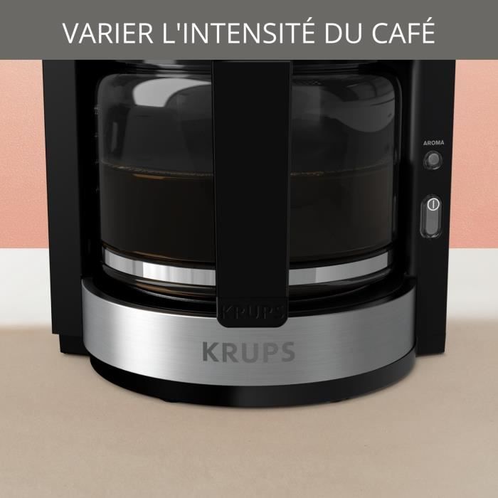 KRUPS Cafetiere filtre Èlectrique 1,25L Machine a cafÈ Pro Aroma Plus, 15 tasses, Noir Inox KM321010