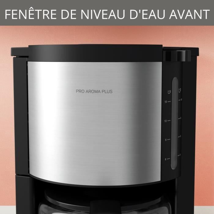KRUPS Cafetiere filtre Èlectrique 1,25L Machine a cafÈ Pro Aroma Plus, 15 tasses, Noir Inox KM321010