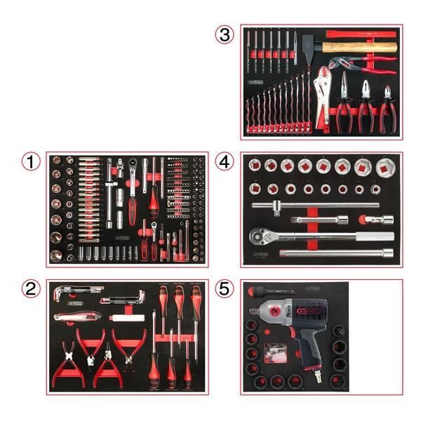 Servante d'atelier - Equipée - 6 tiroirs - KS Tools - 824.6298F - Noir - Equipée de 298 outils PL - Fabriquée en France