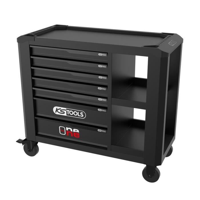 Servante d'atelier - Vide - 7 tiroirs - KS Tools - 823.0017F - Noir - One by one avec étagere - Charge max/tiroir de 40 kg