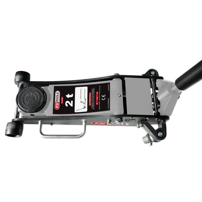 Cric hydraulique - KS TOOLS - 161.0365F - Cric 2 tonnes - Leve voiture compact en aluminium/acier - Cric rouleur