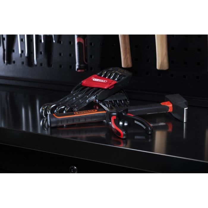 Jeu de 10 clés mixtes métriques - KS TOOLS - 922.0050 - Sur support - 8 a 19 mm - Angle de fourche et oeil incliné a 15°