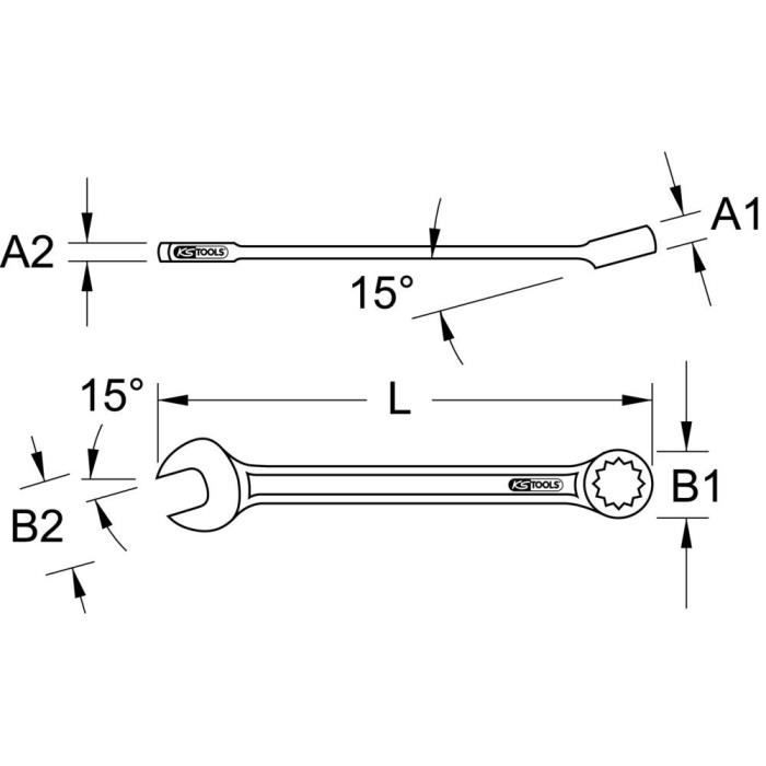 Jeu de 25 clé mixtes - KS TOOLS - 922.0075 - Clés mixtes métriques en trousse - 6 a 34 mm - Angle de fourche 15°