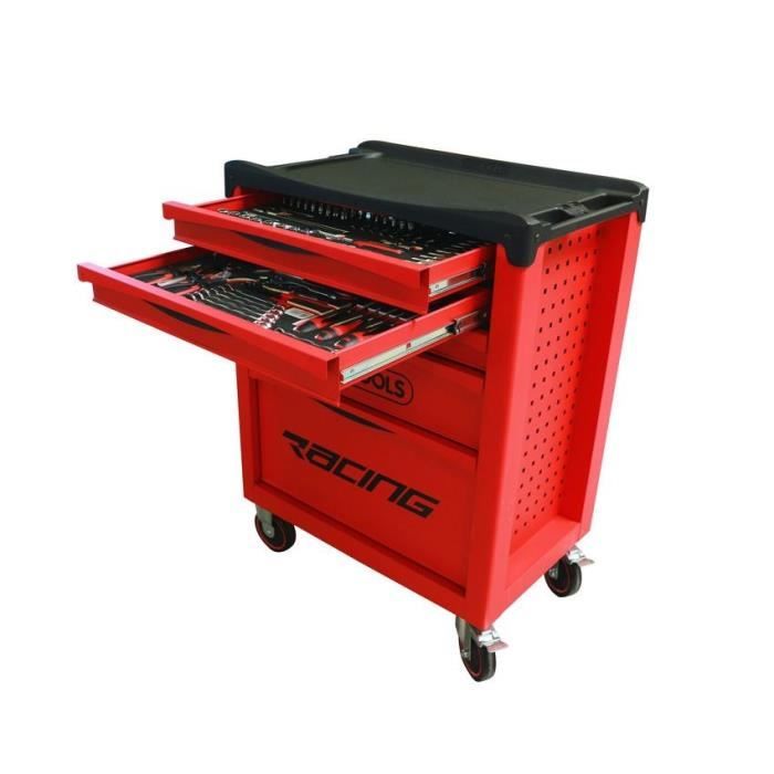 Servante - Equipée - 5 tiroirs - KS Tools- 855.5184 - Rouge - 184 outils - Charge admise 350 kg
