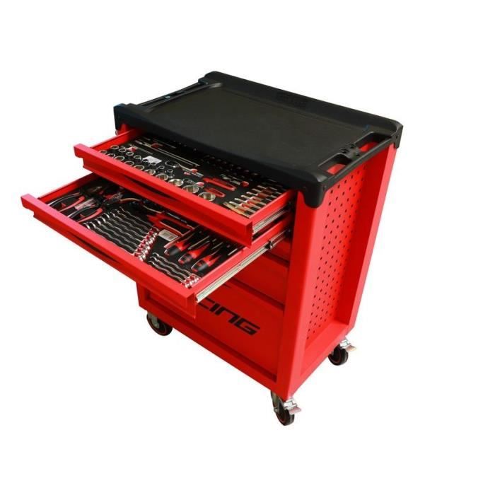 Servante - Equipée - 5 tiroirs - KS Tools- 855.5184 - Rouge - 184 outils - Charge admise 350 kg