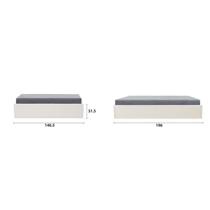 Lit coffre adulte 140 x 190 cm - Tissu Beige - ECLIPSE