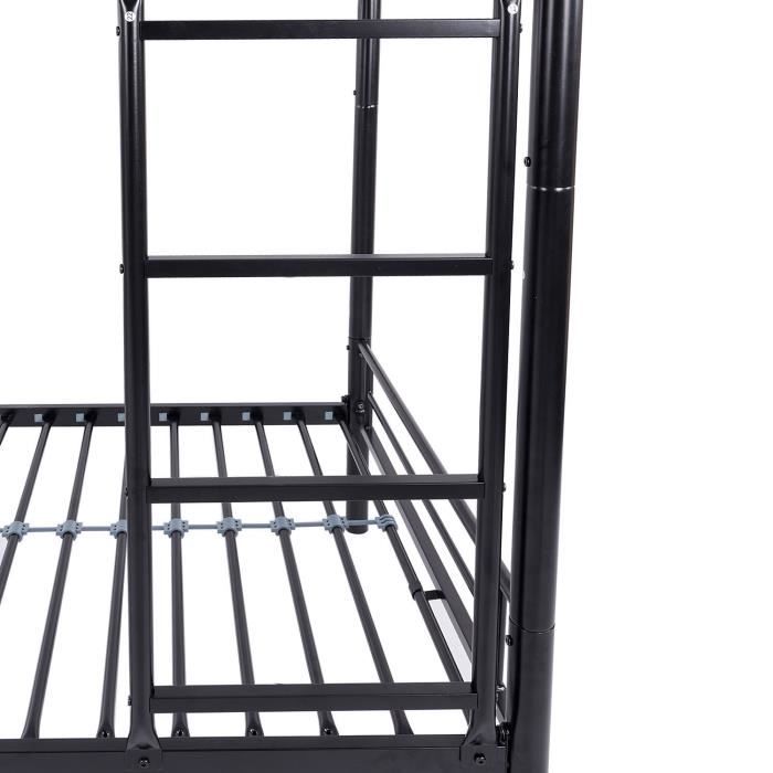 Lits superposés séparables 2 x 90 x 190 cm en métal - Noir - Sommiers inclus - ABBY