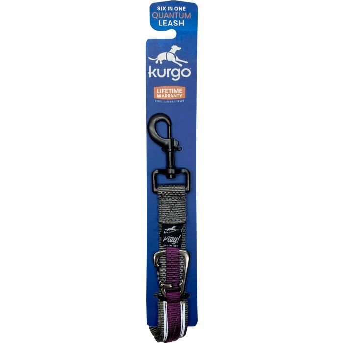 Laisse mains libres - KURGO - QUANTUM - 6 positions - 120 a 180 cm - Violet