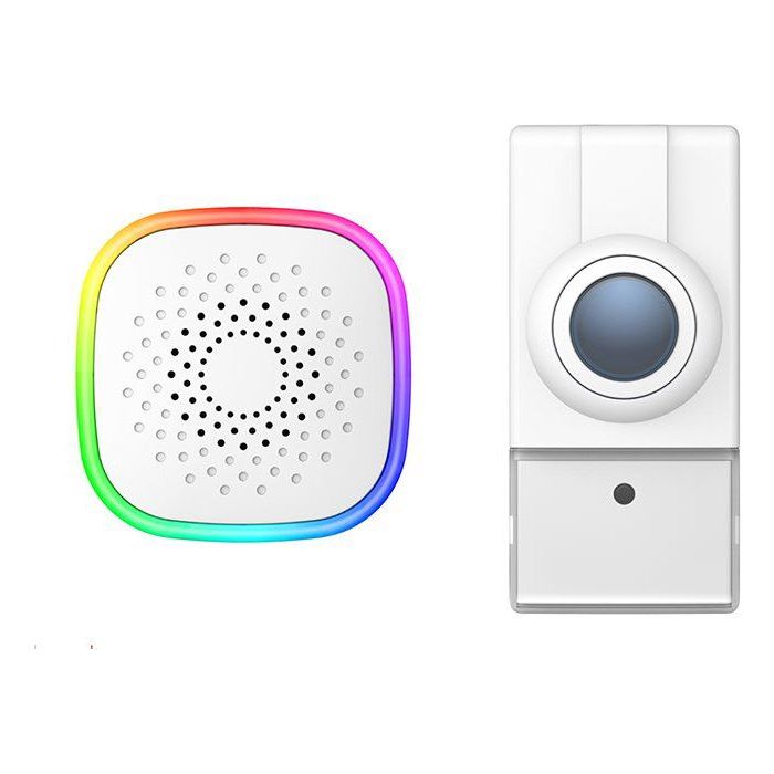 Carillon USB - KYF - Flash LED Multi couleur + bouton de sonnette sur piles - 300 metres de portée - 60 mélodies