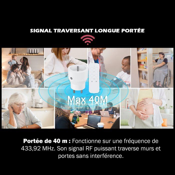 Lot 3 prises intérieur télécommandées - KYF - 2300W - Inclus télécommande