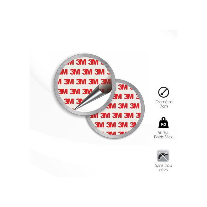 Lot de 2 kit de fixation magnétique Universel - KYF - Puissants aimants a surface adhésive - 3m - Extra forte