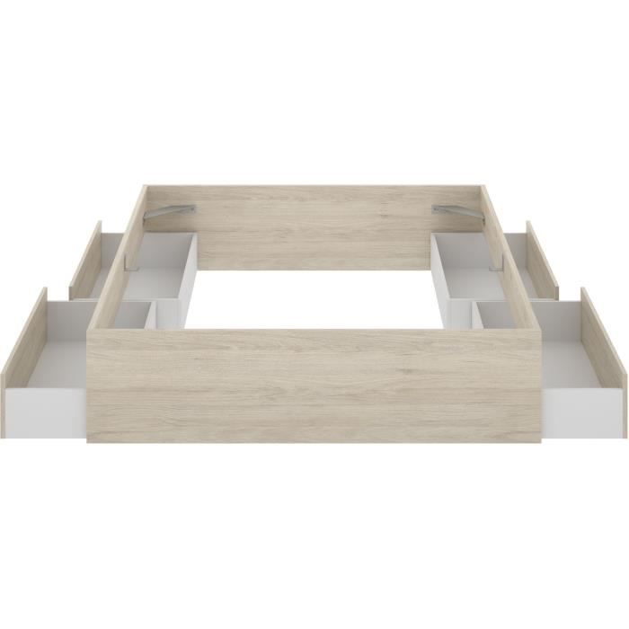 Structure de lit - LAGO - 140 x 190 cm - 4 tiroirs - Chene
