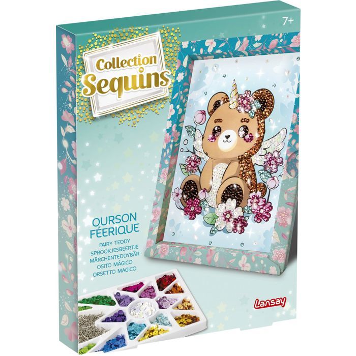 Kit loisir créatif - LANSAY - Collection sequins féérique - Ourson - Des 7 ans
