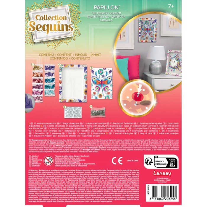 Loisir Créatif - Papillons - Illustration avec Sequins - Pour Enfant - Blanc