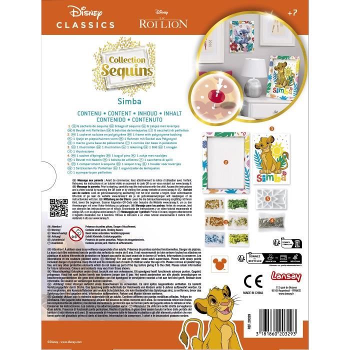 Jeu de création - LANSAY - Collection sequins - SIMBA LE ROI LION - Des 7 ans