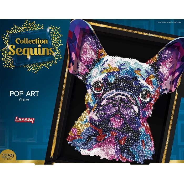 Kit loisir créatif - LANSAY - Collection Sequins - Pop art chien - Des 14 ans