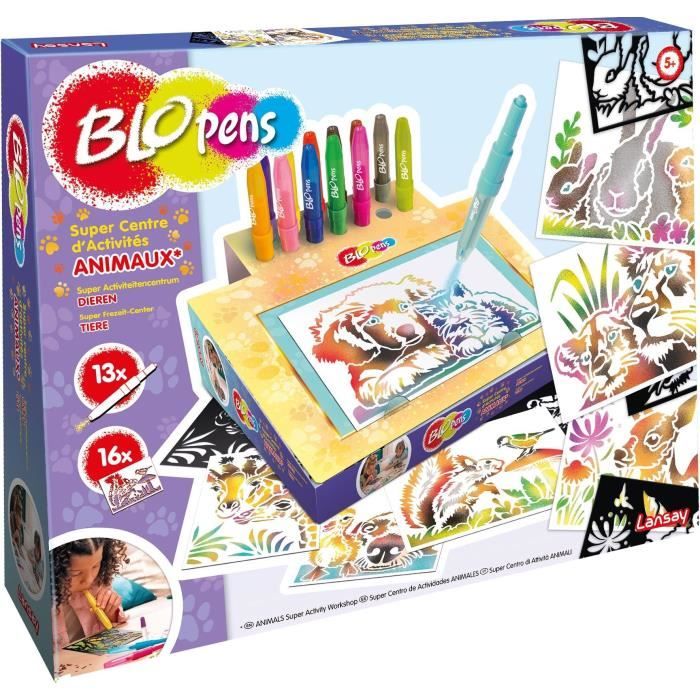Jeu de coloriage - LANSAY - Blopens Animaux - 16 pochoirs - Lavable - Des 5 ans