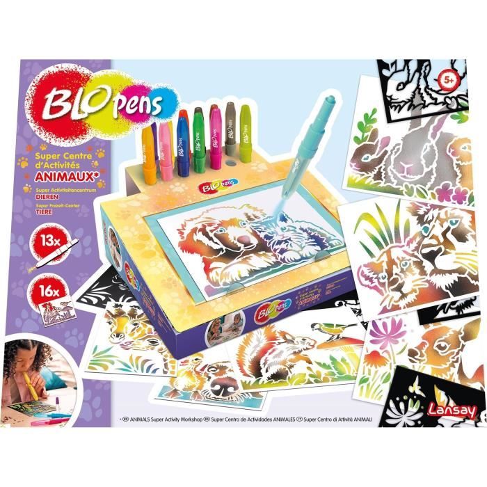 Jeu de coloriage - LANSAY - Blopens Animaux - 16 pochoirs - Lavable - Des 5 ans