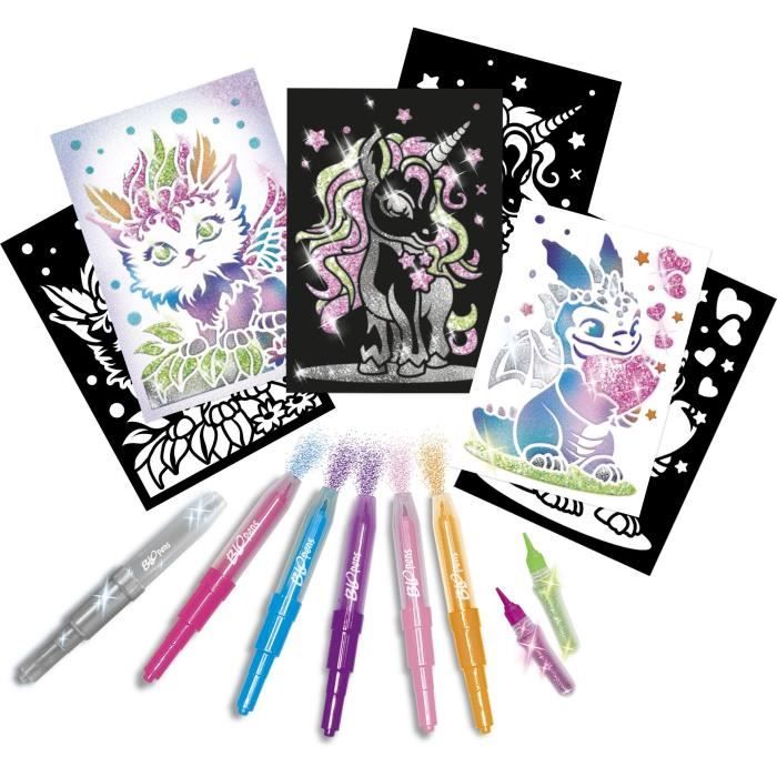 Blopens - LANSAY - Créatures pailletées - 6 pochoirs - Des 6 ans