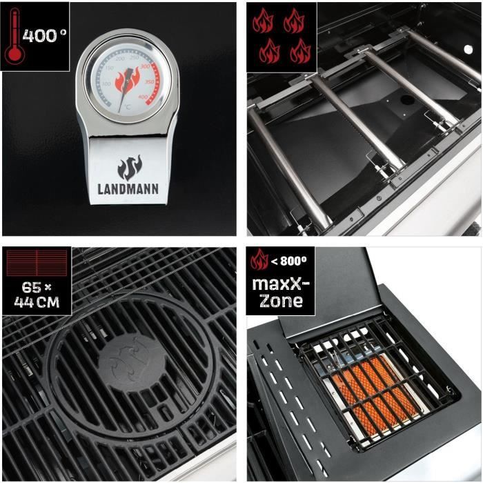 Landmann Triton PTS Maxx 4.1 gaz to coal barbecue gaz 4 feux + 1 br˚leur latÈral