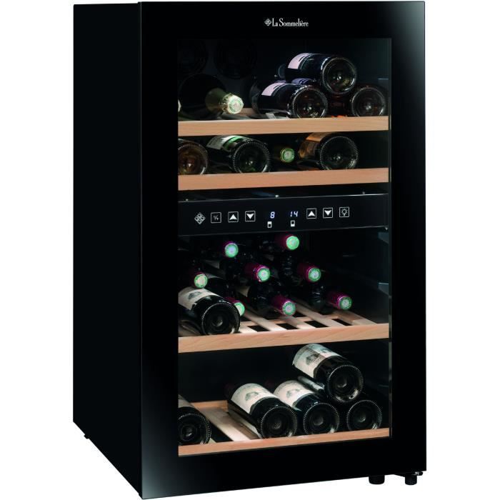 Cave a vin de service - LA SOMMELIERE - SLS45DZ - 45 bouteilles - Porte vitrée - Classe G - 49,5 x 58 x 84 cm - Noir