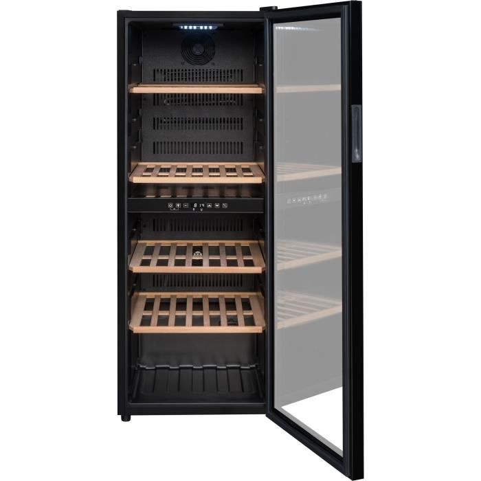 Cave a vin de service - LA SOMMELIERE - SLS90DZ - 91 bouteilles - Porte vitrée réversible - Classe G - 48 x 57,5 x 128,5 cm - Noir